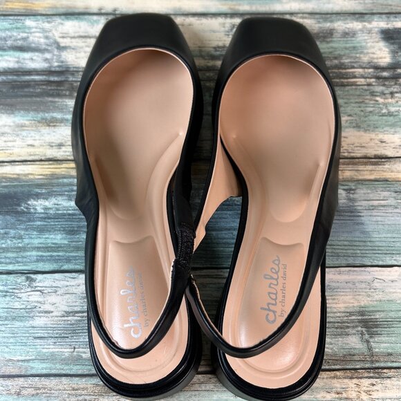 Charles David Slingback Pumps Womens 9M Black Faux Leather Dress Formal Shoes - Picture 4 of 10